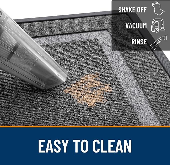 OLANLY Front Door Mat Outside 35x23, All-Season Heavy-Duty Rubber Doormat | Dark Grey, Absorbent, Stain Fade Resistant, Waterproof Non-Slip Backing, Low-Profile Indoor Outdoor Floor Mat for Entryway