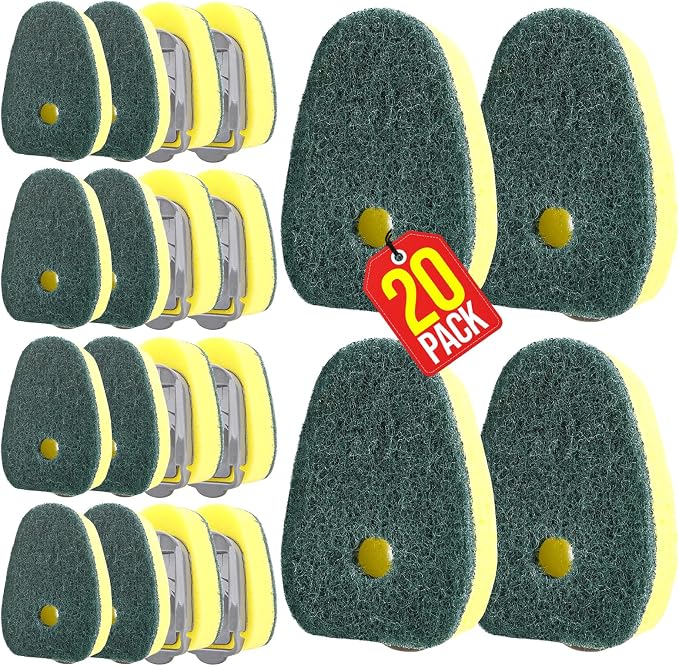 Sponge Dishwand Brush Refills for Scotch-Brite Dishwand - 20 Pack | Non-Scratch Brush Refill, 3X Scrubbing Power