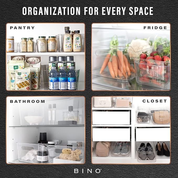BINO | Plastic Organizer Bins, Small - 8 Pack | The SOHO Collection | Multi-Use Plastic Bin | Pantry & Freezer Organizer Bin | Storage Containers | Bins for Home & Kitchen Org