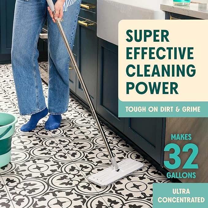 Aunt Fannie's Ultra Concentrated Vinegar Floor Cleaner, Bright Lemon, 64 oz | Makes Up to 32 Gallons, No Rinsing, Safe for Sealed Tile Vinyl Hardwood Laminate & Linoleum, Kid and Pet Safe, Made in USA