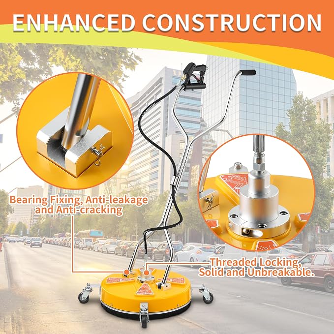 Tool Daily 20" Pressure Washer Surface Cleaner with Dual Handle, 4500PSI | Power Washer Surface Cleaner Attachment with 4 Wheels, Pressure Washer Accessory for Driveway Sidewalk Deck Patio Cleaning
