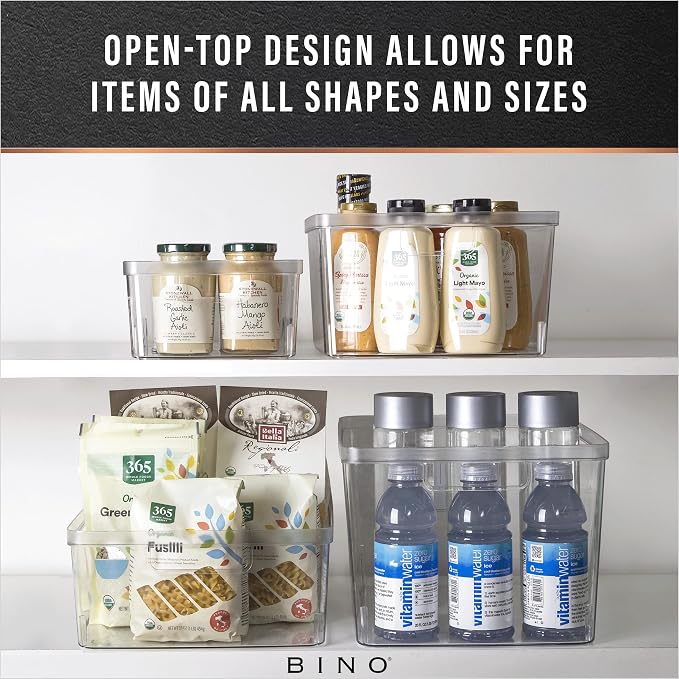 BINO | Plastic Storage Bins, X-Small - 15 Pack | THE LUCID COLLECTION | Multi-Use Built-In Handles BPA-Free Clear Storage Containers | Fridge Organizer | Pantry & Home Organization