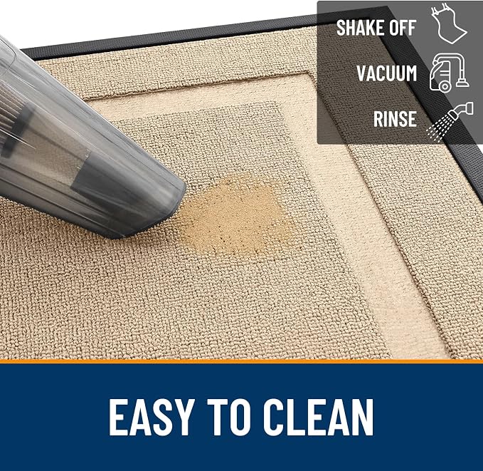 OLANLY Front Door Mat Outside 71x47, All-Season Heavy-Duty Rubber Doormat | Off-White, Absorbent, Stain Fade Resistant, Waterproof Non-Slip Backing, Low-Profile Indoor Outdoor Floor Mat for Entryway