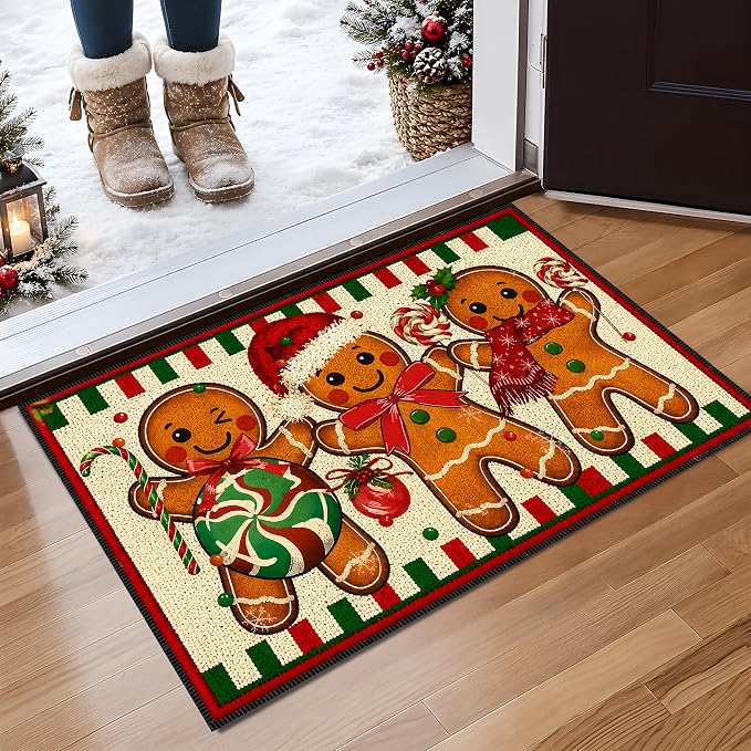 Gingerbread Christmas Rug 15.7x23.6 in, Faux Cashmere Non Slip Mat (Gingerbread Man, 15.7x23.6inch)