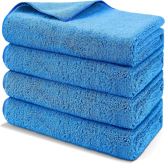 HOMEXCEL Professional Large Microfiber Car Drying Towels 4 Pack, 31" x 24" | Highly Absorbent, Lint Free, Scratch Free, Fast Drying, Absorbent Microfiber Towel for Cars SUVs RVs Trucks Boats, Blue