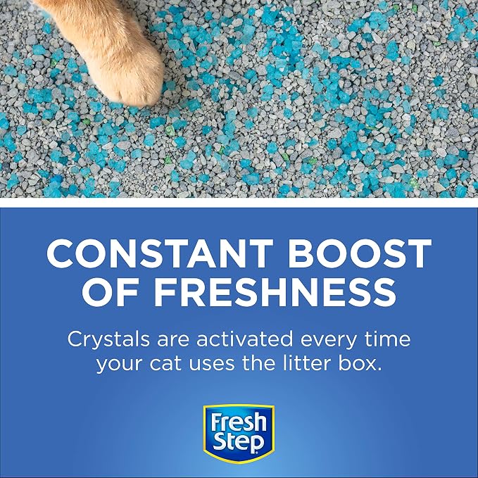 Fresh Step Cat Litter Crystals Deodorizer, Fresh Scent, 15 Oz | Non-toxic crystals neutralize odor at the source in any litter box, keeps home areas smelling fresh