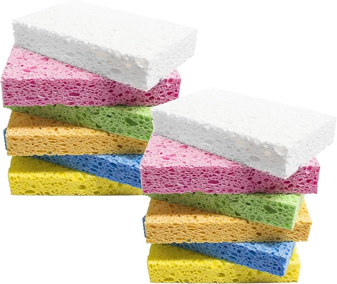 ARCLIBER 12 Pack Cellulose Scrub Sponges Non-Scratch Heavy Duty Kitchen | Cellulose, Pop-Up, Eco-Friendly, Heavy Duty, Non-Scratch, Kitchen, Bathroom, Multipurpose, Odor Resistant