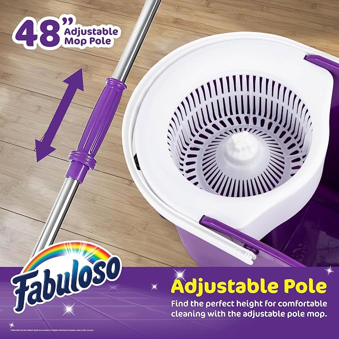 Fabuloso Spin Mop and Bucket Set, Adjustable Pole