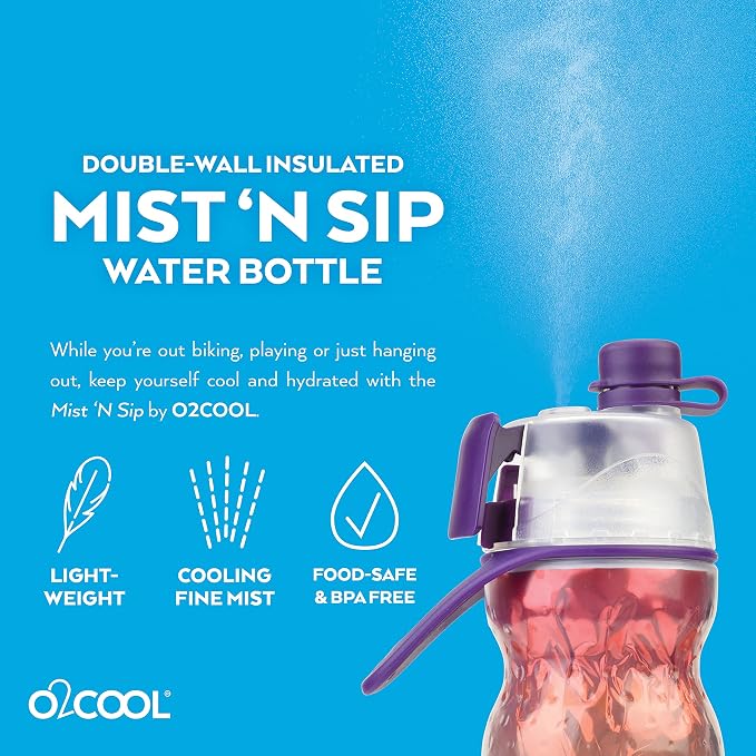 O2COOL Mist N Sip 20 oz Misting Reusable Sports Water Bottle Pride