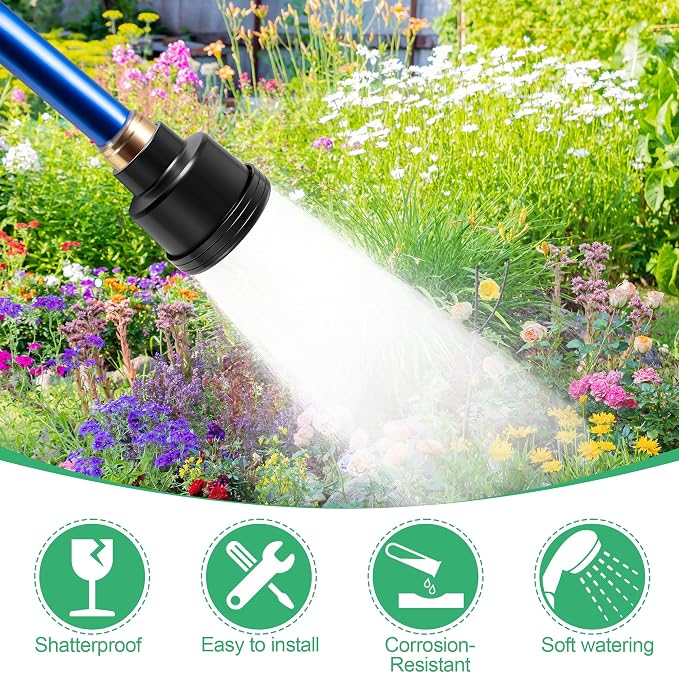 Dreyoo 1 Pack Water Nozzle with 3000 Tiny Holes, 3/4'' Aluminium Alloy Garden Hose Shower Head with PTFE Thread Seal Tape for Outdoor Watering Flowers, Plants, Greenhouse, Nurseryman (2.36'',Black)
