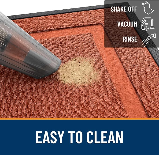 OLANLY Front Door Mat Outside 71x23, All-Season Heavy-Duty Rubber Doormat | Vermillion Red, Absorbent, Stain and Fade Resistant, Non-Slip Backing, Low-Profile Indoor Outdoor Floor Mat for Entryway
