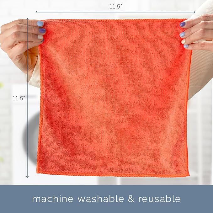S&T INC. Microfiber Cleaning Cloth, 150 Pack, 11.5" x 11.5" | Bulk Cleaning Cloth for Home and Car, Reusable and Multi-Purpose Cleaning Rags for Business, Machine Washable
