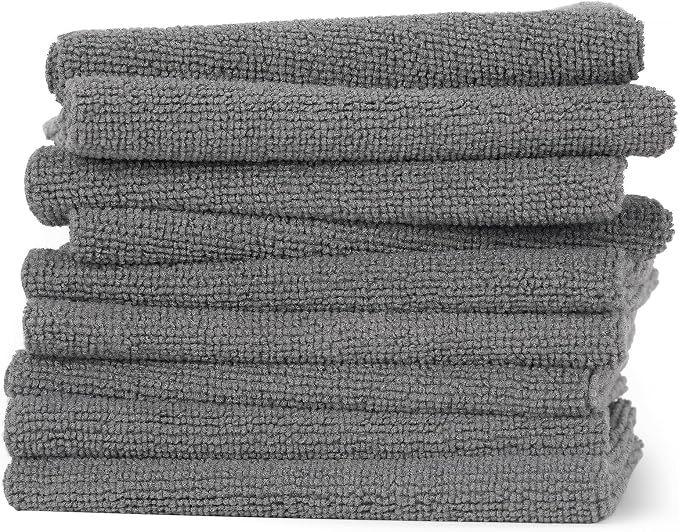 Amazon Basics Microfiber Cleaning Cloths, Ultra Absorbent, Lint Free, Streak Free, Non-Abrasive, Reusable and Washable, 12" x 12", Grey, 48 Pack