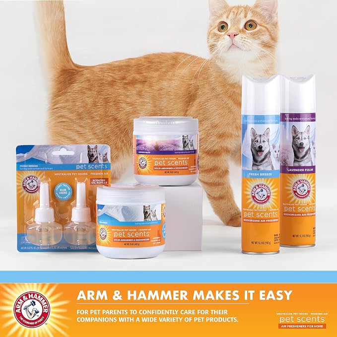 Arm & Hammer Pet Scents Solid Gel Odor Eliminator, Fresh Breeze, 15 Oz | Long-lasting baking soda gel neutralizes odors in pet rooms, litter areas, and indoor spaces without spraying