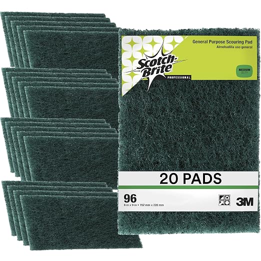 3M Scouring Pad 96-20, 20 Pads, 6” x 9” | General Purpose Cleaning, Food Safe, Non-Rusting