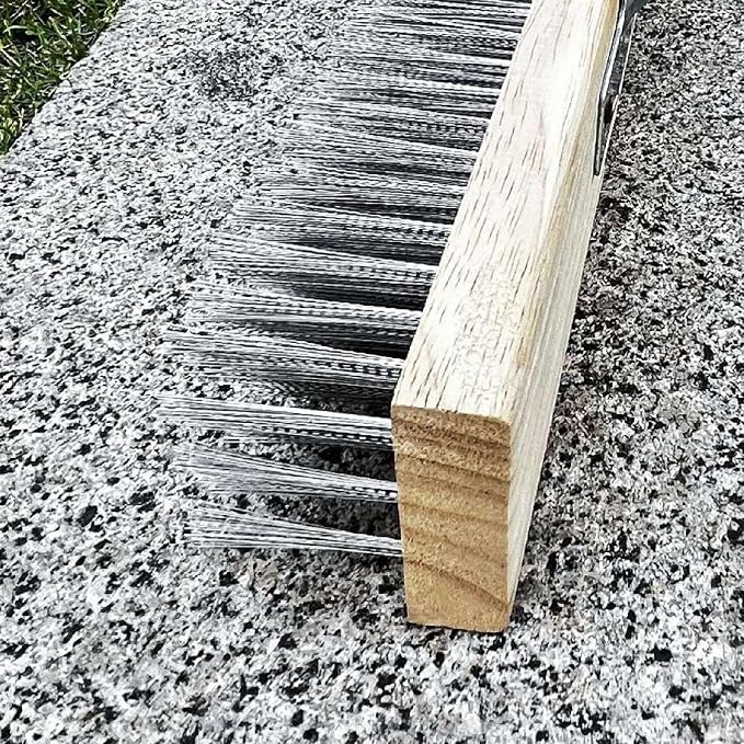 Stainless Steel Deck Scrub Brush with Long Handle - Heavy Duty Floor Scrubber Brush with Pole, Moss Remover Wire Cleaning Brushes for Concrete Floor, Patio, Garden, Garage