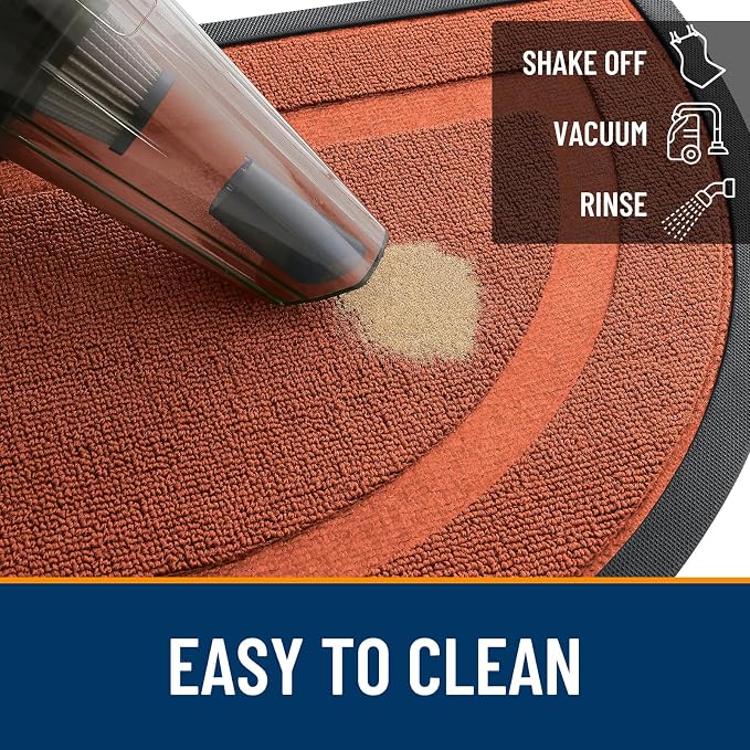 OLANLY Half Circle Front Door Mat Outside 35x23 All-Season Rubber Doormat | Vermillion Red, Absorbent, Heavy-Duty, Stain and Fade Resistant, Non-Slip Backing, Low-Profile Indoor Outdoor Entryway Mat