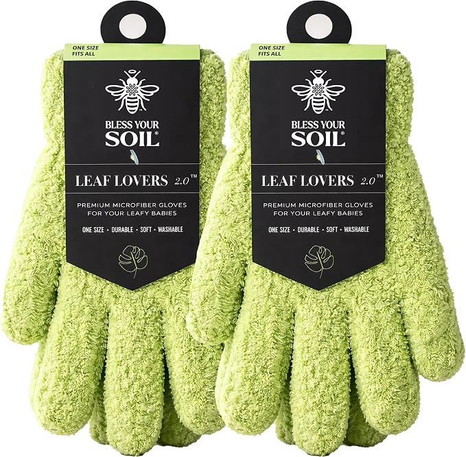 Microfiber Dusting Gloves for Plants, Premium Leaf Cleaning Gloves for Houseplants - Reusable, Lint Free