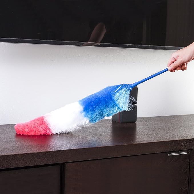 Kitchen + Home Large Static Duster - 27" Inch Electrostatic Feather Duster attracts dust Like a Magnet! - Peacock
