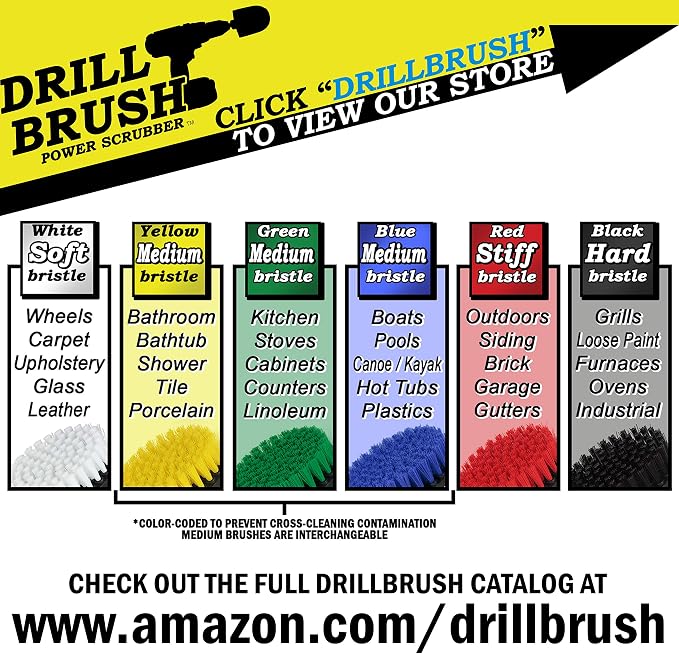Drillbrush Blue - Boat Cleaning Drill Brush Attachment Set - Aluminum | Wood - Personal Watercraft Detailing - Fiberglass Hull Cleaning Kit - Kayak Accessories - Deck Brush