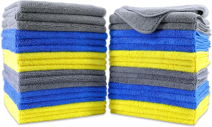 POLYTE 300 GSM Multipurpose Microfiber Cleaning Towel, 16x16 in, 36 Pack | Lint Free, Quick Dry