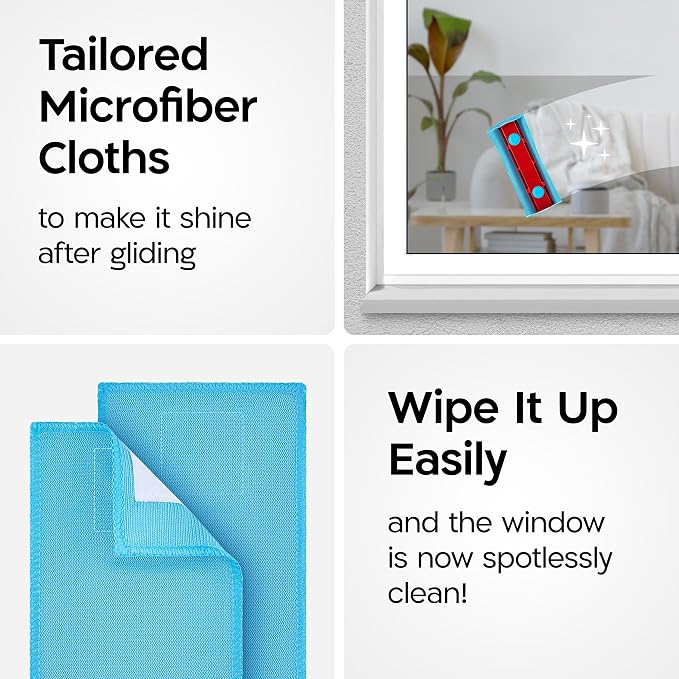 Tyroler Pack of 6 Microfiber Cloths for Glider Magnetic Window Cleaner | Blue Replacement Cleaning Cloths, Ultra-Soft, Non-Abrasive And Highly Absorbent