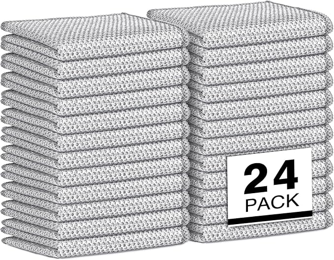 AIDEA Non Scratch Wire Dishcloth 24PK, Dish Cloths for Washing Dishes 7"×8" | Wire Dishwashing Rag for Wet and Dry, Dish Rags No Odor, Cleaning Pads Steel Scrubber for Cookware, Sinks, Dishes, Stove Tops