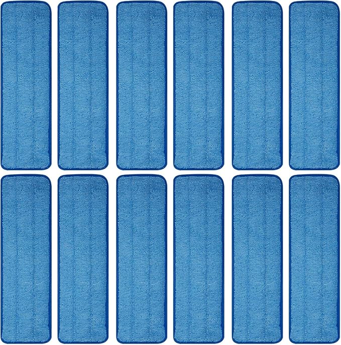 12 Pack of 18 inch Microfiber Pad Universal for Commercial/Industrial/Professional use. Fits 16-18 Inch Heads Heavy Duty Wet & Dry Cleaning Reusable Refills Fit for Most Flat Mops