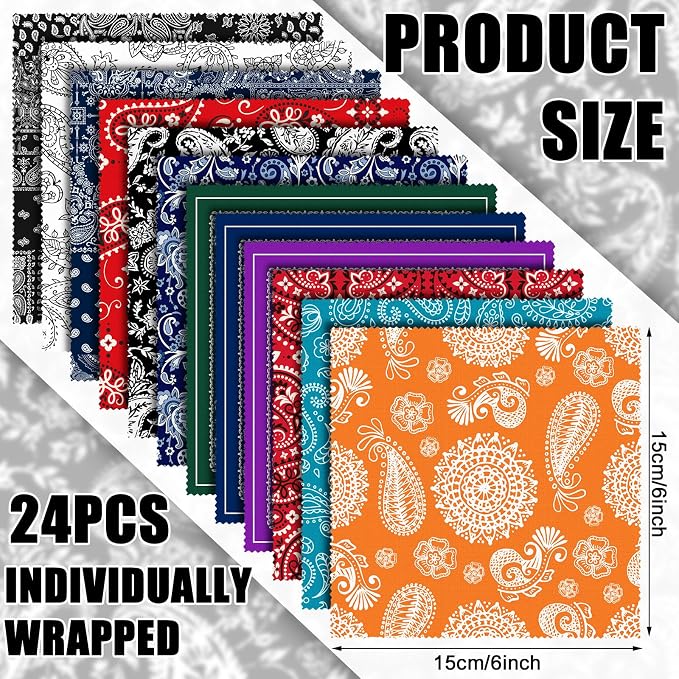 Copkim 24 Pcs 6 x 6 Inch Glasses Cleaning Cloth,Mandala | Elegant Flowers Design, Mandala Multicolor Microfiber Lens Wipe, Reusable Eyeglasses Wipe, Camera Len Cell Phone Screens