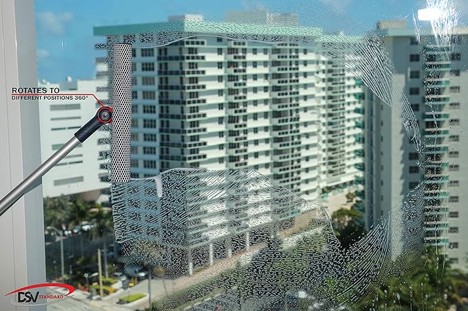 Professional Window Squeegee | 2-in-1 Window Cleaner Sponge and 10" Soft Rubber Strip with Extension Pole 50 Inch & 127 cm | Adjustable to Clean from Multiple Angles