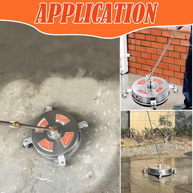 M MINGLE 14'' Pressure Washer Surface Cleaner Attachment, 4000 PSI | Driveway Power Washer Accessory with 2 Extension Wands, 1/4" Quick Connect, Ideal for Cleaning Driveways and Sidewalks