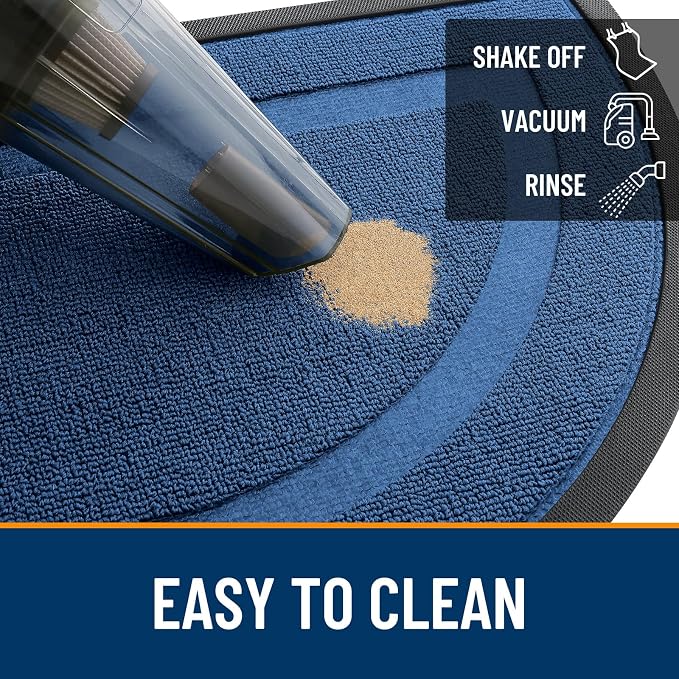 OLANLY Half Circle Front Door Mat Outside 71x23 All-Season Rubber Doormat | Navy Blue, Absorbent, Heavy-Duty, Stain Fade Resistant, Waterproof Non-Slip Backing, Low-Profile Indoor Outdoor Entryway Mat