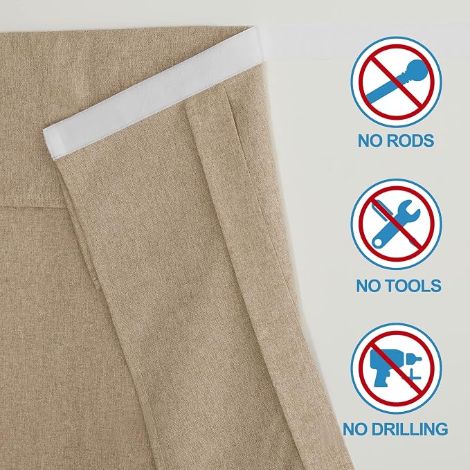 RYB HOME Door Window Curtains Privacy Sunlight Shades for Classroom Cover | Lockdown Shades, Room Darkening, Blocks Views, Thermal Insulated, 2 Adhesive Strips, No Drill, W26 x L20, Mocha, 1 Panel