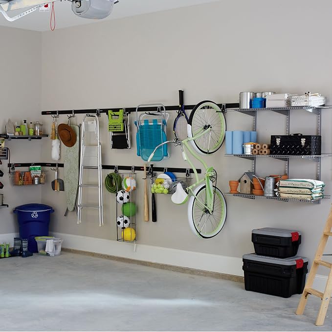 Rubbermaid Garage Fasttrack Power Tool Holder Satin Nickel Wall Mounted Storage System Holds up to 50 pounds for Home/Garage/Tool Organization (Pack of 6)