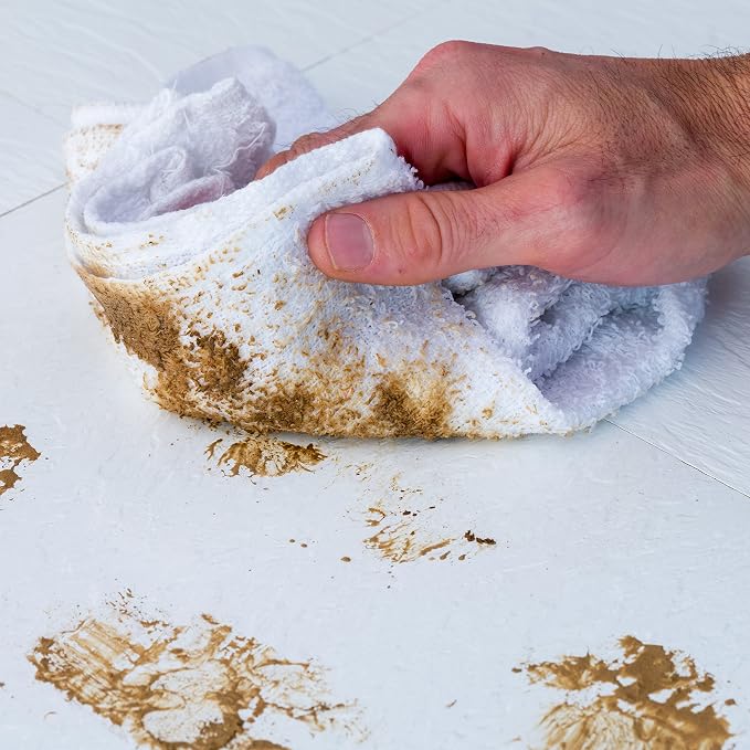 S&T INC. Cotton Terry Cleaning Towels, 48 Pack, 14" x 17", White | Bulk Cleaning Cloth for Home, Garage, and Car, Reusable and Multi-Purpose Cleaning Rags, Machine Washable