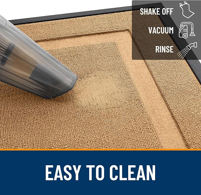 OLANLY Front Door Mat Outside 47x23, All-Season Heavy-Duty Rubber Doormat | Butter Yellow, Absorbent, Stain and Fade Resistant, Non-Slip Backing, Low-Profile Indoor Outdoor Floor Mat for Entryway