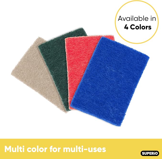 Scouring Pad Non-Scratching Scrubber Non-Scratch Cleaning Scrub Pads Heavy Duty Scouring Pad Reusable Kitchen Scrubbing Pad Pack of 30 Red, by Superio