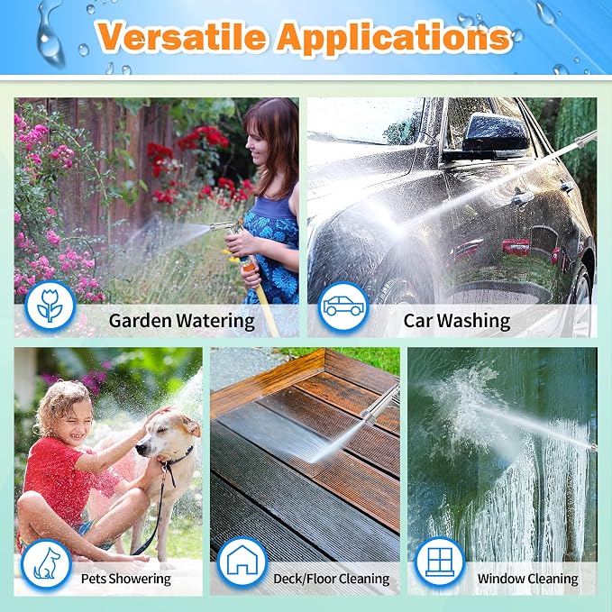 AUTOMAN Full Size Garden Hose Nozzle, High Pressure Pistol Grip Water Nozzle Sprayer with Threaded Front, Adjustable Spray Water Flow for Washing Car, Cleaning Ground, Watering Plants, Showering Pet