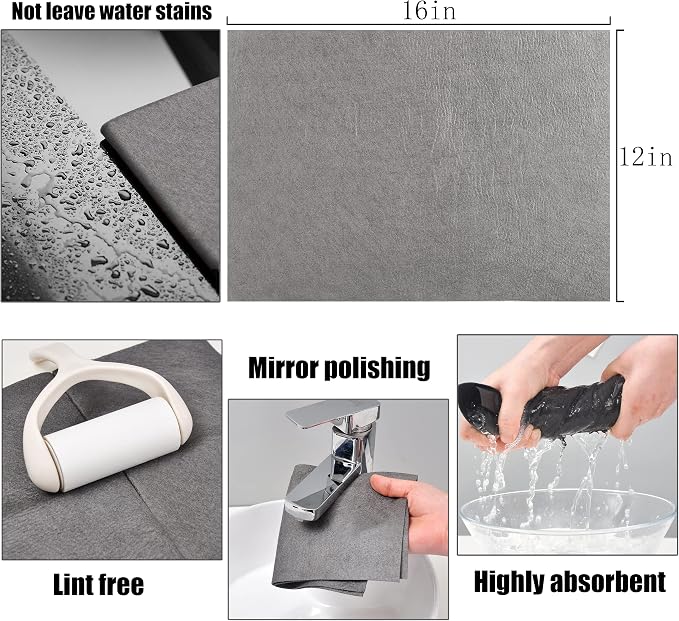 KTT Microfiber Cleaning Cloth, 12" x 16", 8 Pack | Reusable Microfiber Cleaning Cloth, Lint Free, For Home, Window, Mirror Glass and Cars