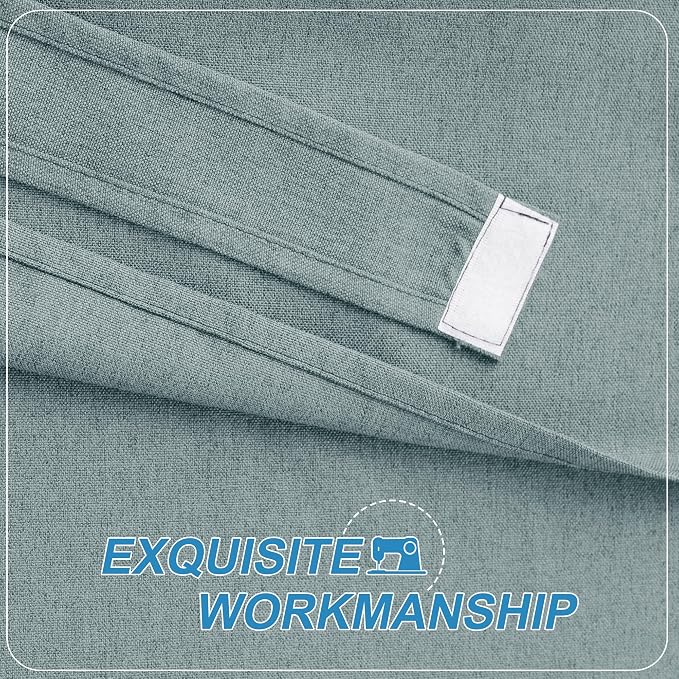 RYB HOME Linen Blended French Door Shades Self Adhesive, Privacy Room Darkening Glass Door Window Curtains for Kitchen Patio Sidelight Curtain Tie Up Shade Wide 30 x Long 69 inch 1 Pc Stone Blue