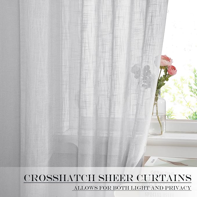 NICETOWN Light Grey Sheer Sidelight Curtain for Side Window Cover | Light Filtering, Small Window, French Door Curtain for Window Cover, 26W X 50L with Tieback, 1 Panel