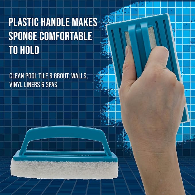 U.S. Pool Supply Hand-Held Pool Scrub Brush Pad 2 Pack, Scrubbing Scouring | Scouring Sponge Pad, Clean Pool Tile & Grout, Walls, Vinyl Liners, Spas - Cleaning Remove Stains Kitchen Bathroom Tub Shower