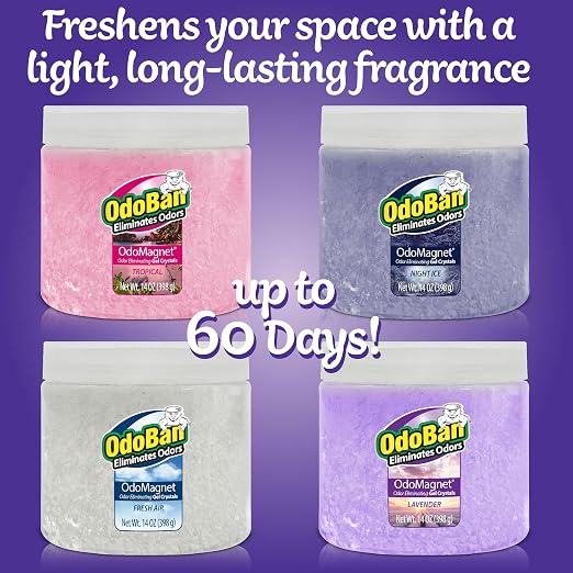 OdoBan OdoMagnet Odor Eliminator Gel Crystals, 14 Ounce 9-Pack, Lavender Scent