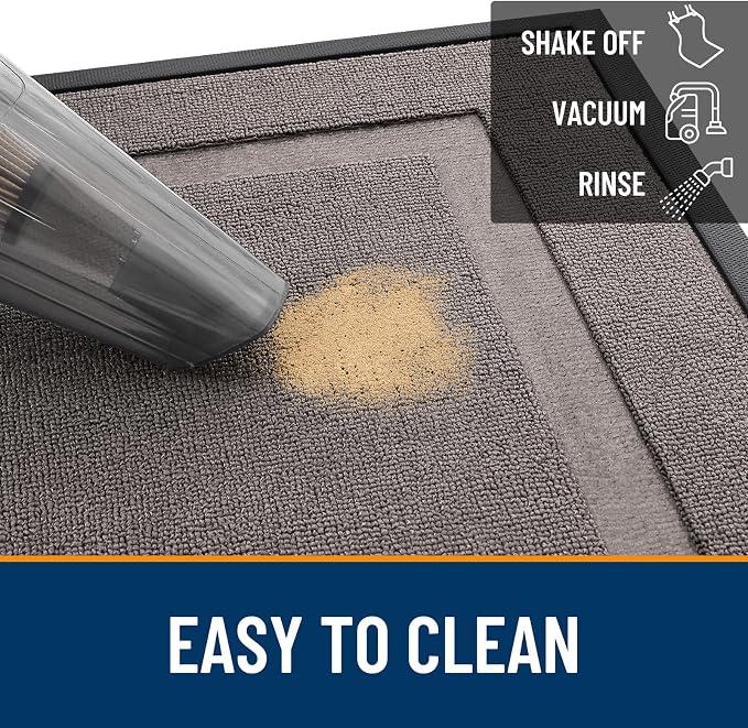 OLANLY Front Door Mat Outside 29.5x17, All-Season Heavy-Duty Rubber Doormat | Taupe, Absorbent, Stain and Fade Resistant, Waterproof Non-Slip Backing, Low-Profile Indoor Outdoor Floor Mat for Entryway