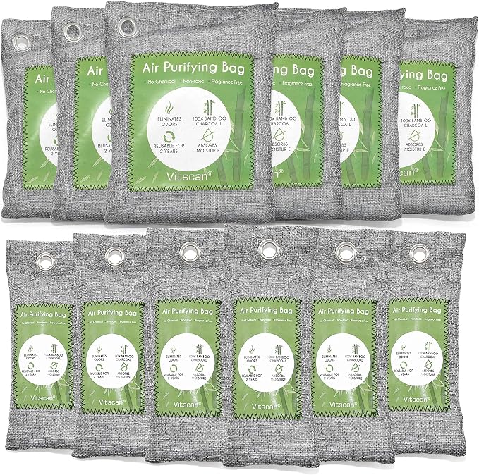24 Pack Bamboo Charcoal Air Purifying Bag, Activated Charcoal Bags Odor Absorber, Moisture Absorber, Natural Car Air Freshener, Shoe Deodorizer, Odor Eliminators For Home, Pet, Closet