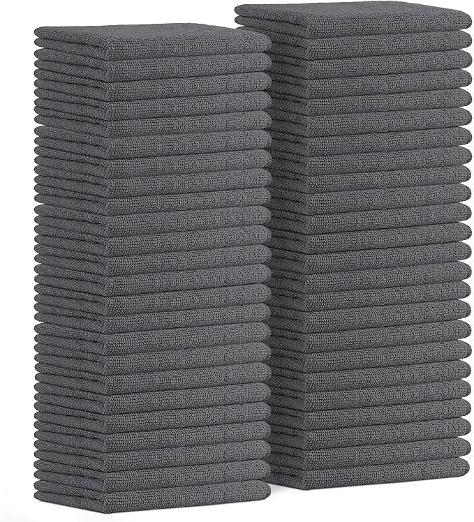 Avalon Towels Microfiber Cleaning Cloths (Value Pack of 48) - Size 16 x 16 Inches, Highly Absorbent Cleaning Rags, Lint Free, Reusable and Washable, Microfiber Towels for Cars