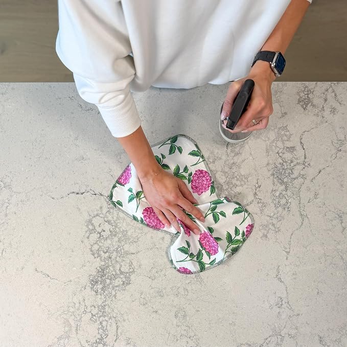 Reusable Paper Towels - 10 PACK - Roll of Washable Cotton Cloth Paper Towels - Paperless Reusable Napkins Cloth Washable - Absorbent + Long Lasting - Zero Waste Products - (Pink Hydrangea)