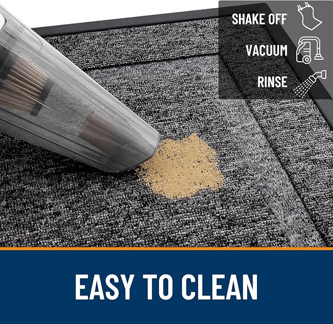 OLANLY Front Door Mat Outside 47x17, All-Season Heavy-Duty Rubber Doormat | Black and White, Absorbent, Stain and Fade Resistant, Non-Slip Backing, Low-Profile Indoor Outdoor Floor Mat for Entryway