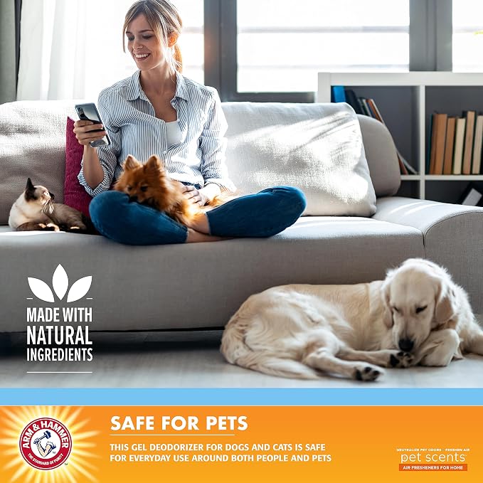 Arm & Hammer Pet Scents Solid Gel Odor Eliminator, Fresh Breeze, 15 Oz | Long-lasting baking soda gel neutralizes odors in pet rooms, litter areas, and indoor spaces without spraying