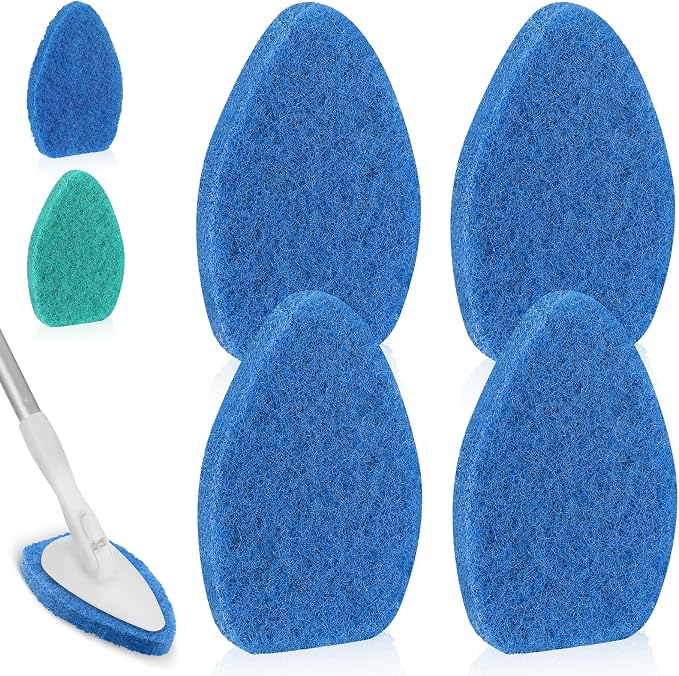 Baderke 4 Pcs Tub Tile Scrubber Cleaning Brush Pad (Without Handle), Blue | for Shower Bathroom Buildup Toilet Wall Floor, Brush Non-scratch Scouring Pads, Kitchen Sponges for Cleaning Home